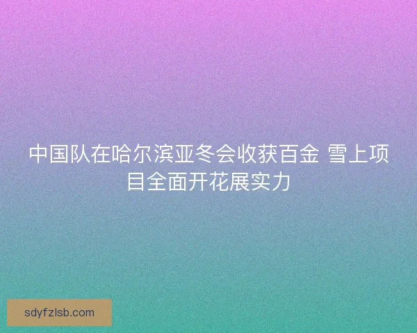 中国队在哈尔滨亚冬会收获百金 雪上项目全面开花展实力