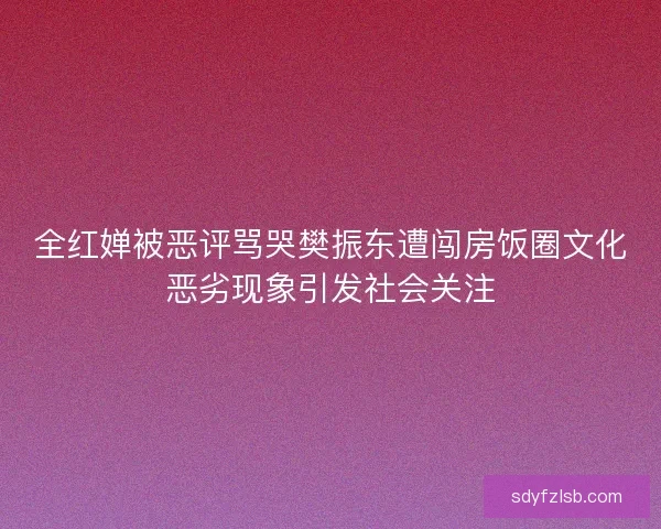 全红婵被恶评骂哭樊振东遭闯房饭圈文化恶劣现象引发社会关注