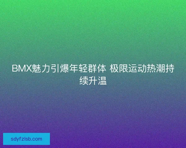 BMX魅力引爆年轻群体 极限运动热潮持续升温 BMX魅力引爆年轻群体 极限运动热潮持续升温