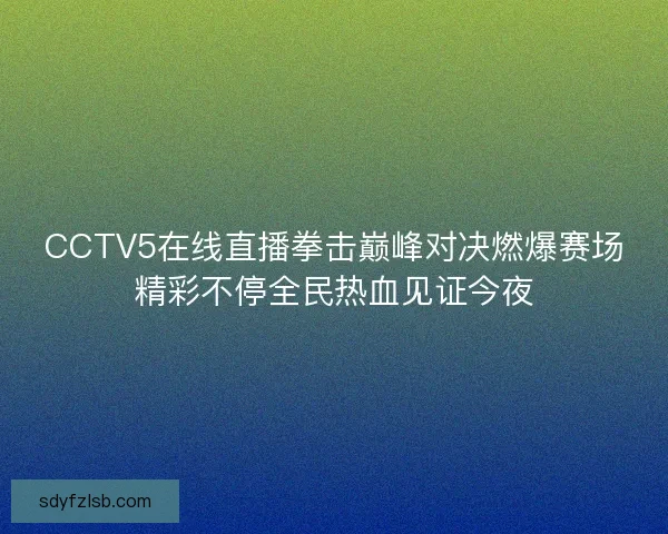 CCTV5在线直播拳击巅峰对决燃爆赛场精彩不停全民热血见证今夜