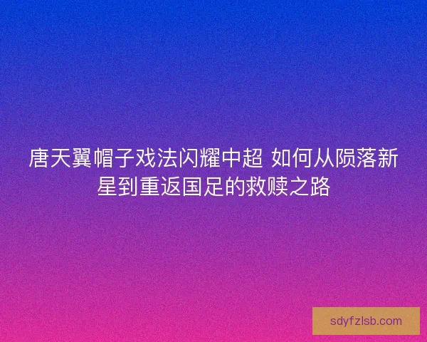 唐天翼帽子戏法闪耀中超 如何从陨落新星到重返国足的救赎之路